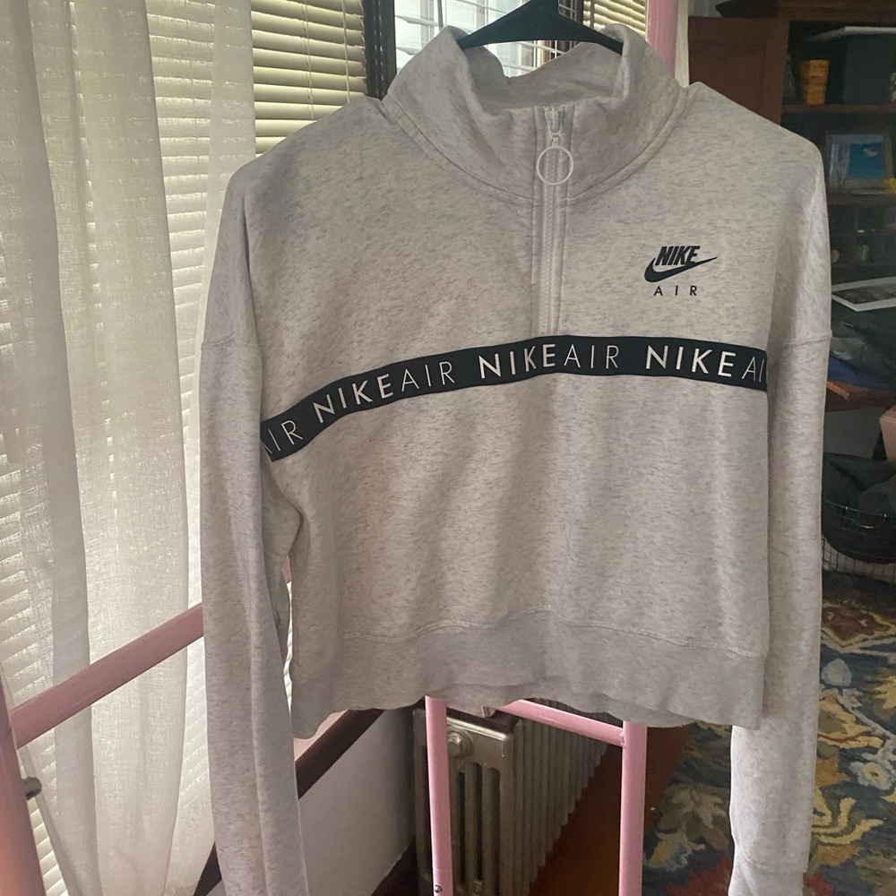 Nike Air Women's Light Gray Cropped Turtleneck Sweater